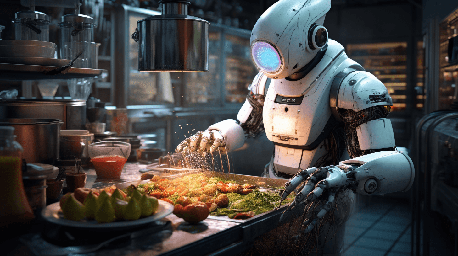 A chef robot preparing a meal plan