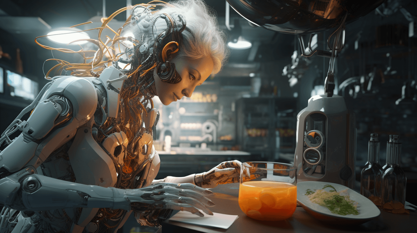 A nutritionist robot preparing a meal plan